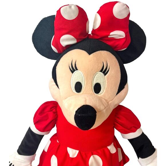 Disney Minnie Mouse Plush Jumbo 29" Doll Red Polka Dot Dress Bow Yellow Shoes - Picture 2 of 6
